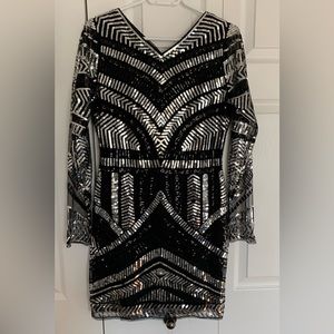 Sequin beaded backless party dress